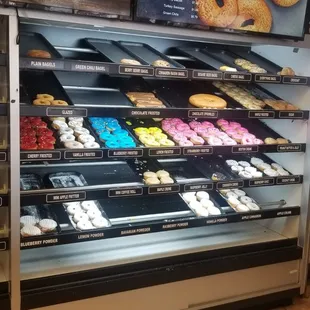 a variety of donuts on display