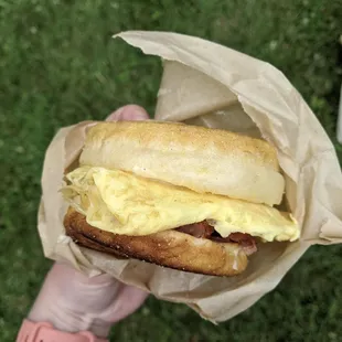 Bacon and Egg breakfast sandwich - delicious!
