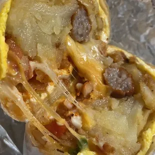 Sausage breakfast burrito, bomb!