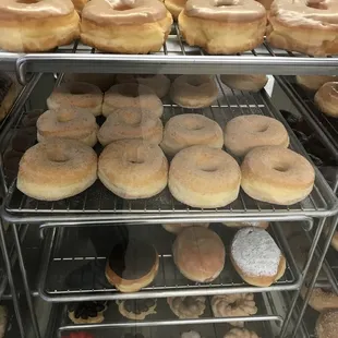 a variety of doughnuts on display