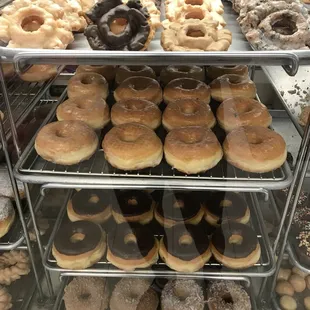 a variety of doughnuts on display