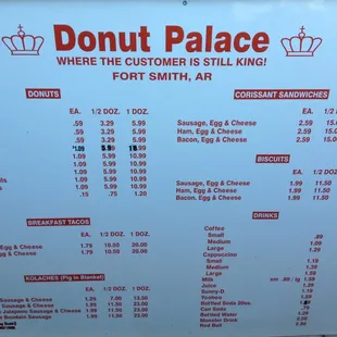 the price of donuts on the menu