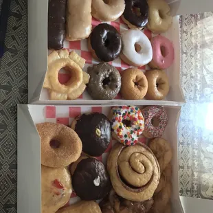 a variety of donuts in a box
