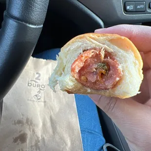 Inside view of large jalepeno cheese kolache