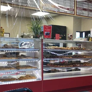 the interior of a donut shop