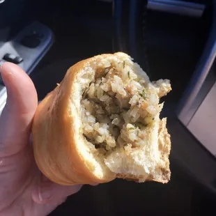 Just half of a boudin kolache. Look at that filling, y'all!