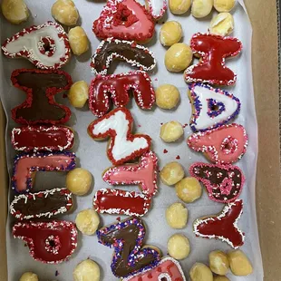 a variety of donuts in a box