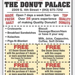 Donut Palace Hours of Operation