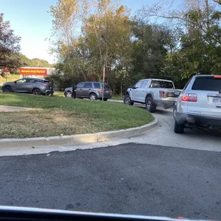 The drive thru is just as busy...