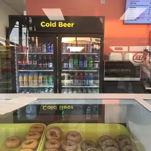 I love the cold beer sign, - however beer is not sold here
