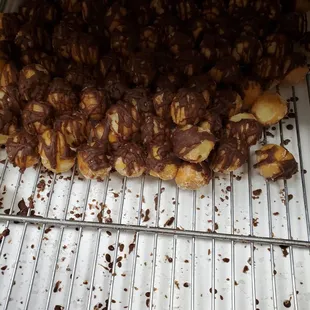 Chocolate donut holes  just chocolate drizzled on top and they have regular donut holes