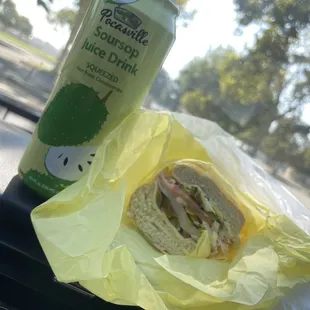 Turkey sandwich &amp; soursop drink