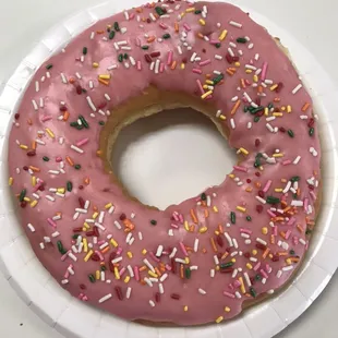Big pink donut with sprinkle