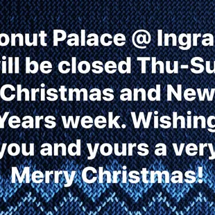 Christmas and New Years schedule 2020