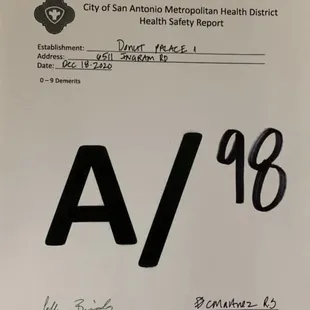 Health Inspection Dec 2020