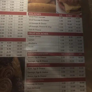 menu