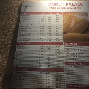 menu
