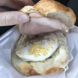 Ham egg and cheese croissant