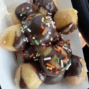 Chocolate sprinkle donut holes!!