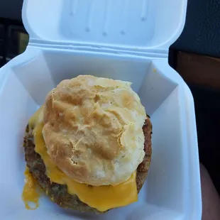 Sausage egg and cheese biscuit