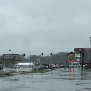 Go early or be prepared to wait....this line wrapped around the building and down the street past the gas station,  1 hr wait