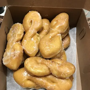 a box of glazed donuts