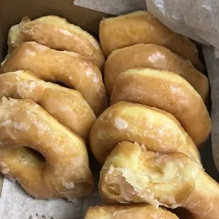 a box of glazed donuts