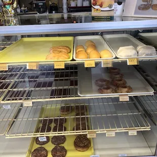 donuts in a display case