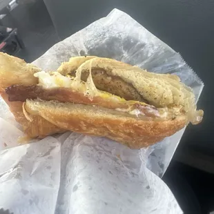 , #15. Sausage, Egg, Bacon and cheese. Croissant