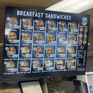 Breakfast sandwich menu 11/26/24