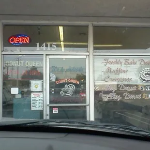 the front of a donut shop