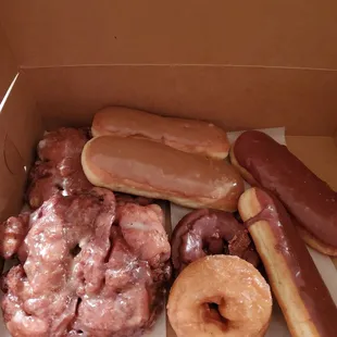 a variety of doughnuts in a box
