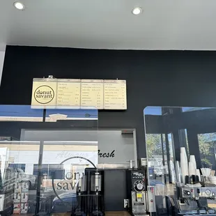 the inside of a donut shop