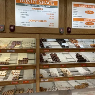 a variety of donuts on display
