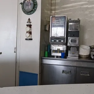 a coffee machine and counter