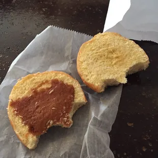 Chocolate frosted peanut butter donut. Cut in half and filling spread on...just doesn't feel right.