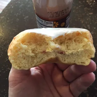 Jelly donut, 3 bites and no jelly.