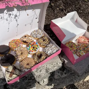 a box of donuts and a box of donuts