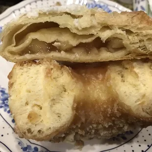 Apple turnovers and crumb donuts halves to see what the inside looks like