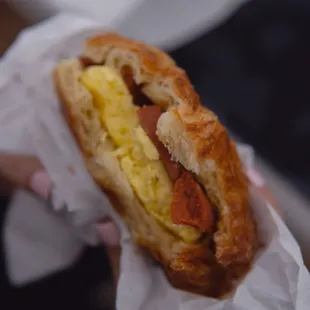 Sausage, egg, cheese croissant.