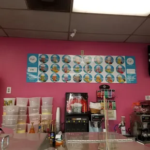 donuts on display in a restaurant
