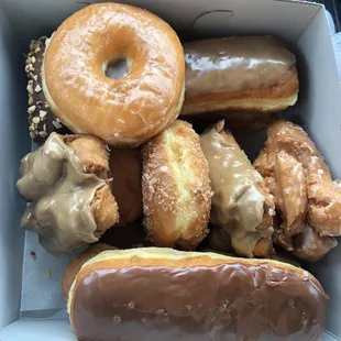a variety of donuts in a box