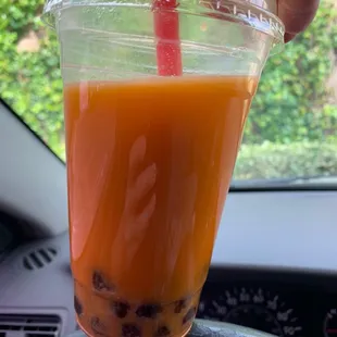 This was way to sweet that&apos;s all I drank and straight to the trash I think it was thai tea with boba