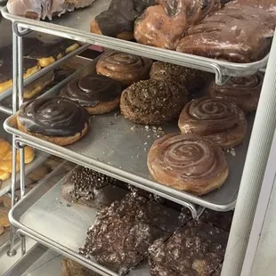 a variety of doughnuts on display