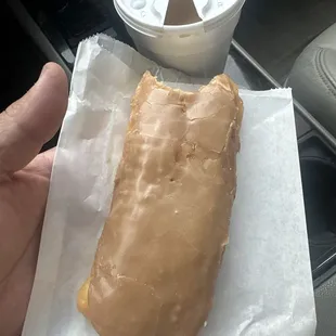 Maple bar with large coffee