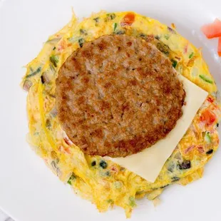 Sausage and cheese omelette