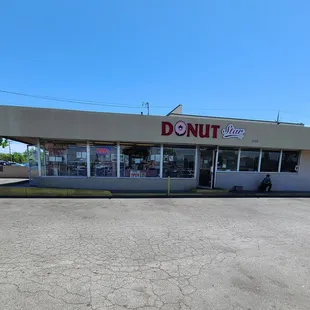 the outside of a donut shop