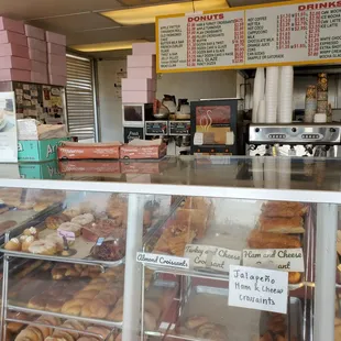 a display of various types of donuts