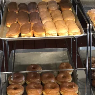 a variety of doughnuts on display