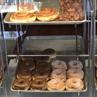 a variety of doughnuts on display